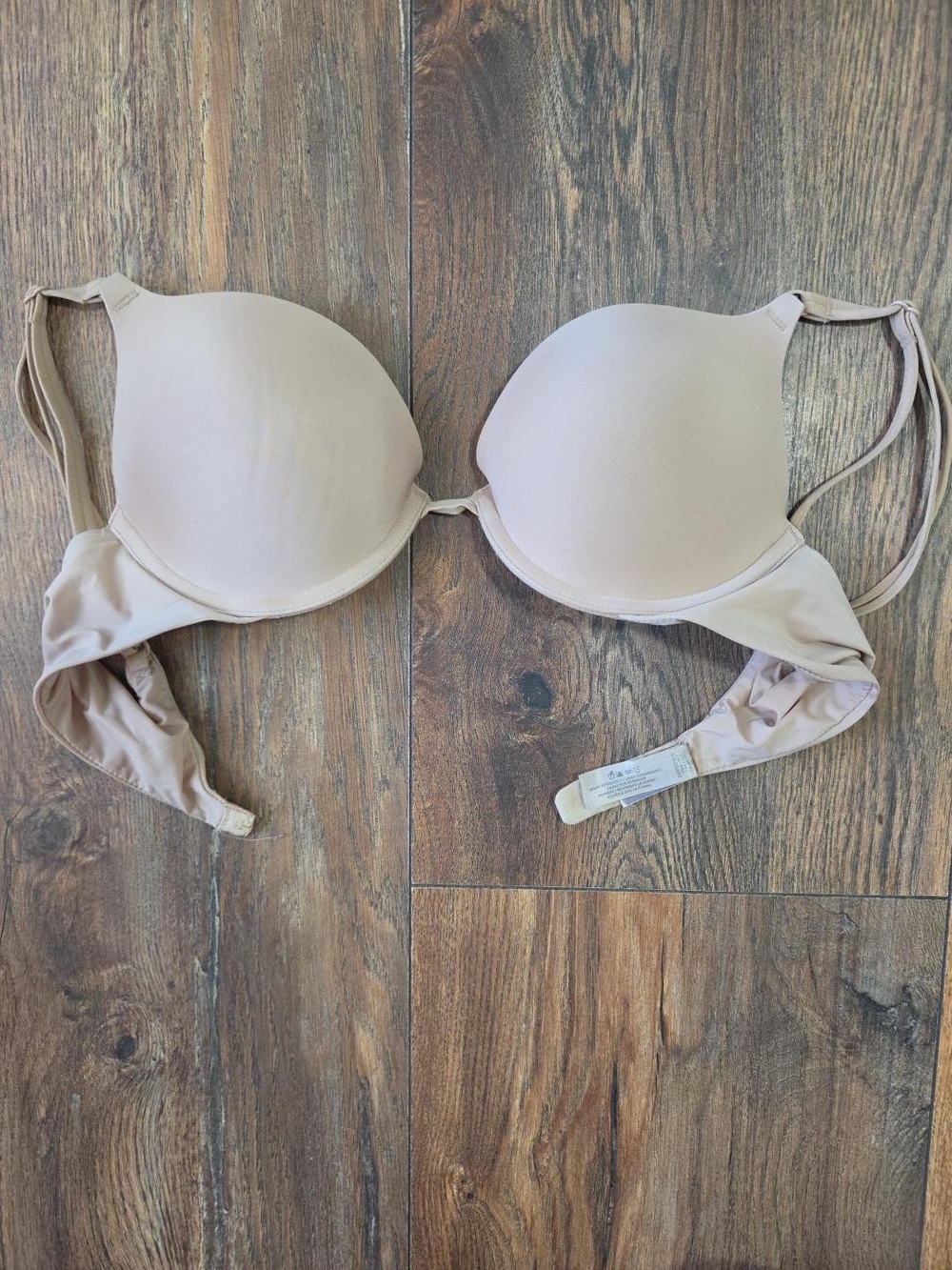 Victoria's Secret Push Up Bra 34B Beige Nude Padded Underwire See Flaws